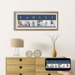 Poster Colagem de Fotos da FAMÍLIA 6 Picture Strip Blue P<br><div class="desc">Impressão de poster personalizado com a palavra FAMILY gravada acima de suas fotos. O modelo de foto é configurado para que você adicione 6 de suas fotos favoritas, que são exibidas em formato quadrado em um estilo simples, de fita, colagem de fotos. Esta peça inteligente e na moda tem uma...</div>