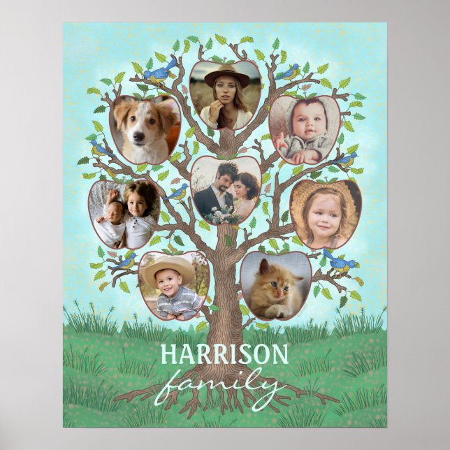 Poster Colagem de Fotos da Família Árvore 8 Imagens + Nom (Frente)