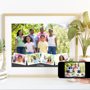 Poster Colagem de Fotos da Família com Faixa de Fotos em