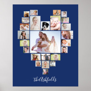 Poster Colagem de Fotos da Família Coração 25 Imagens 