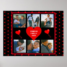 Poster Colagem de Fotos da Família Coração da Família Cor