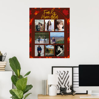 Poster Colagem de Fotos da Família de Folhas de Outono Po
