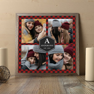 Poster Colagem de Fotos da Família Lumberjack com Xadrez 