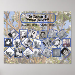 Poster Colagem de Fotos da Linha do Tempo na Árvore Branc