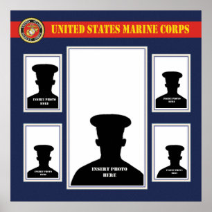 Póster Colagem de Fotos da Marine Corps com Selo USMC