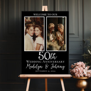 Poster Colagem de fotos de 50 anos de casamento bem-vinda