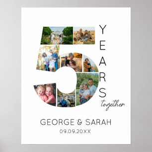 Poster Colagem de Fotos de 5 Anos Juntos Aniversário de C