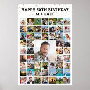 Poster Colagem de Fotos de Aniversário 55 Qualquer Idade