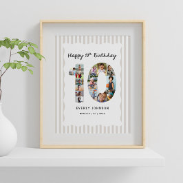 Poster Colagem de Fotos de Aniversário de 10 anos na Form