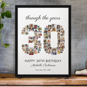 Poster Colagem de Fotos de Aniversário de 30 anos Feliz
