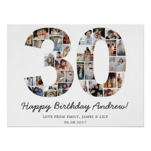Póster Colagem de Fotos de Aniversário de 30 anos Prese