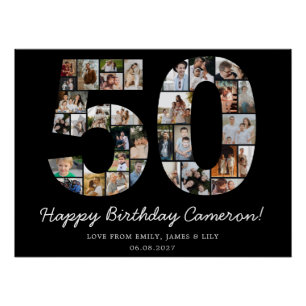 Póster Colagem de Fotos de Aniversário de 50 anos Prese