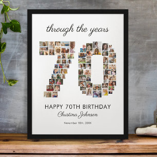 Poster Colagem de Fotos de Aniversário de 70 anos Felizes