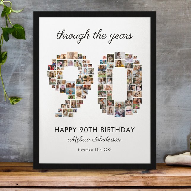 Poster Colagem de Fotos de Aniversário de 90 anos Feliz (Criador carregado)