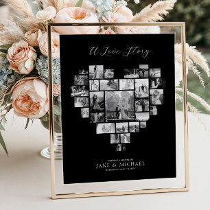 Poster Colagem de Fotos de Aniversário de Casamento Preto