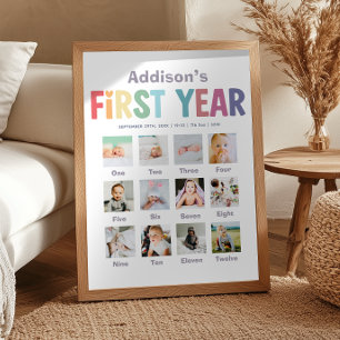 Póster Colagem de Fotos de Aniversário de Um Ano das Meni