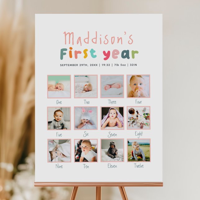 Póster Colagem de Fotos de Aniversário do Primeiro Ano Mi (Criador carregado)