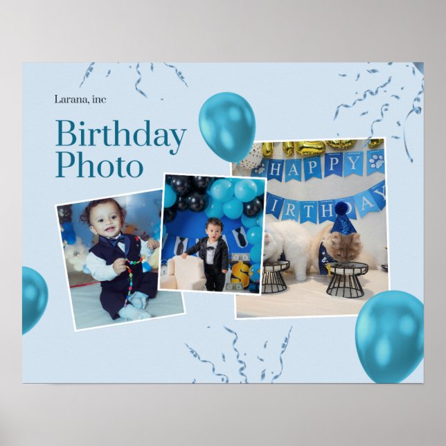 Poster Colagem de Fotos de Aniversário Personalizada (Frente)