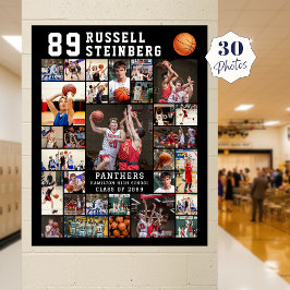 Poster Colagem de Fotos de Basquete 30 Número do Jogador
