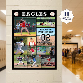 Poster Colagem de Fotos de Beisebol 11 Nome do Jogador Nú