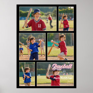 Poster Colagem de Fotos de Beisebol Personalizada Present