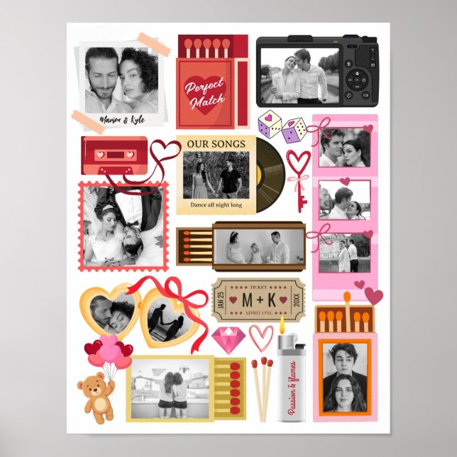 Poster Colagem de Fotos de Casal Perfeito Caixa de Fósfor (Frente)