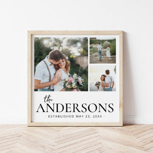 Póster Colagem de Fotos de Casamento com Monograma