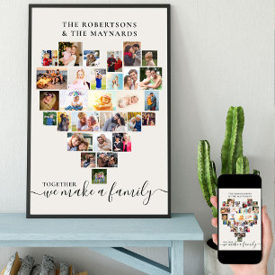 Poster Colagem de Fotos de Coração de Amor Personalizado