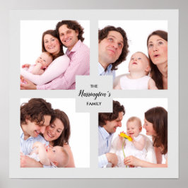 Poster Colagem de Fotos de Família em Moldura Quadrada Pe