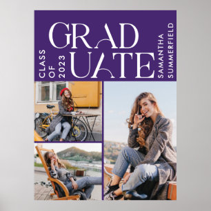 Poster Colagem de Fotos de Formatura 2026 Roxa Graduado