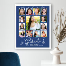 Colagem de Fotos de Formatura Azul K–12 com Rabisc