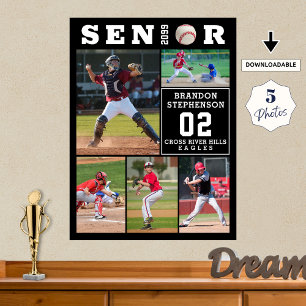 Poster Colagem de Fotos de Formatura de Beisebol 5