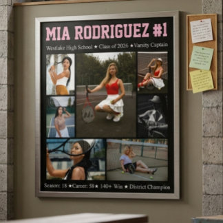 Poster Colagem de Fotos de Formatura de Tenista Sênior