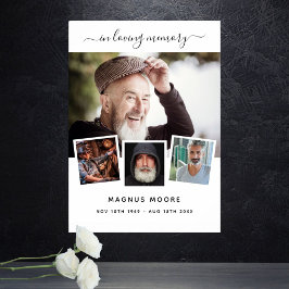 Poster Colagem de fotos de funeral memorial nome branco