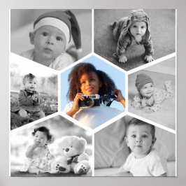 Poster Colagem de Fotos de Hexágono Preto e Branco