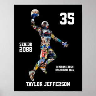 Poster Colagem de Fotos de Jogador de Basquete Senior
