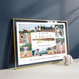 Poster Colagem de Fotos de Jogador de Beisebol MVP Lembra