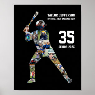 Poster Colagem de Fotos de Jogador de Beisebol Personaliz