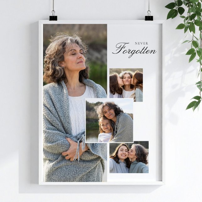 Poster Colagem de Fotos de Tributo Memorial Presente de L (Memorial Tribute Photo Collage Bereavement Gift Poster, Funeral Favors)