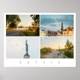 Poster Colagem de Fotos de Viagens de Riga e Letônia