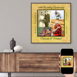 Poster Colagem de Fotos do 50º Aniversário de Casamento D<br><div class="desc">Crie sua própria colagem fotográfica para um único presente de aniversário de casamento de 50 anos. Essa elegante e moderna design tem uma paleta de ouro e preto com efeito de brilho e textura. O modelo de foto está pronto para você adicionar 4 de suas fotos favoritas dos últimos 50...</div>