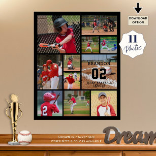 Poster Colagem de Fotos do Baseball 11 Personalizada