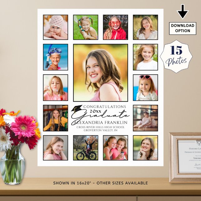 Poster Colagem de Fotos do Formando de Script Moderno 15 (Criador carregado)