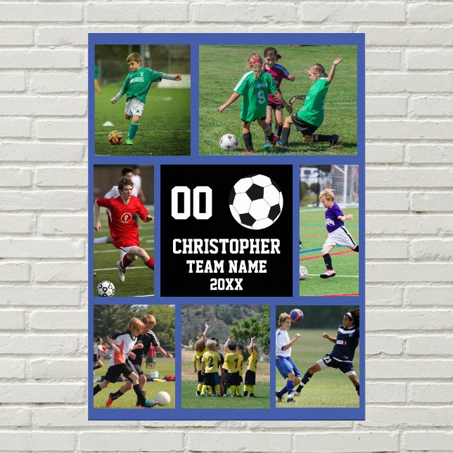 Poster Colagem de fotos do futebol 7 - Nome, equipe, núme (Criador carregado)