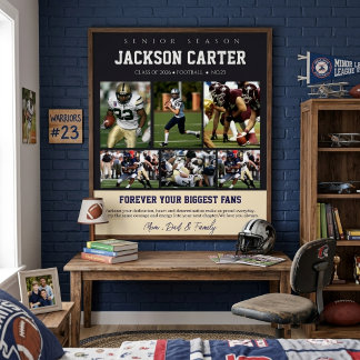 Poster Colagem de Fotos do Jogador de Futebol Sênior