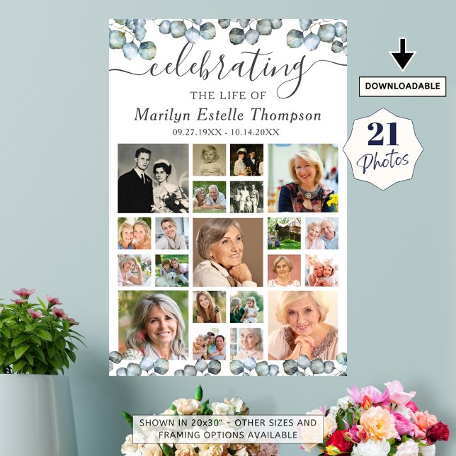 Poster Colagem de Fotos do Memorial 21 Eucalipto Script (Criador carregado)