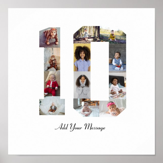 Poster Colagem de Fotos do Número 10 (Frente)