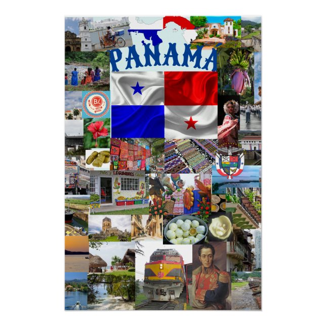 Póster Colagem de Fotos do Panamá (Frente)