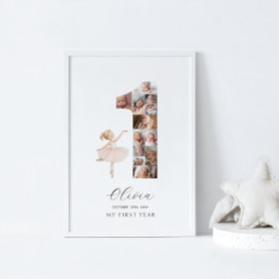 Poster Colagem de Fotos do primeiro aniversario Feliz Bal