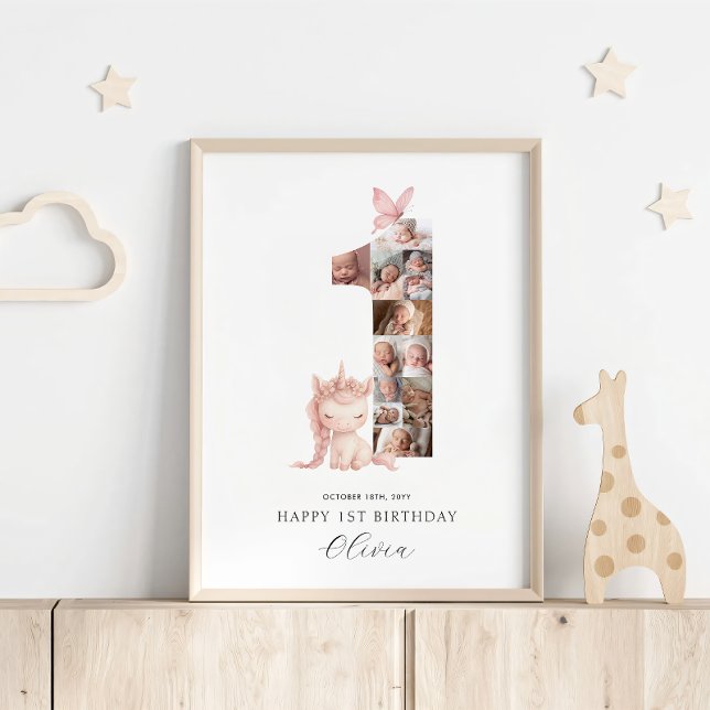 Poster Colagem de Fotos do Unicórn de primeiro aniversari (Criador carregado)